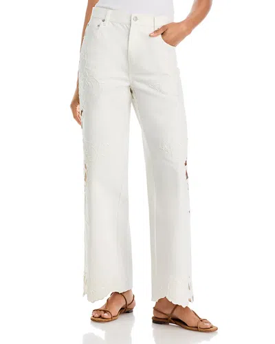 Simkhai Porter Embroidered Denim Pants In White
