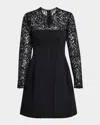 Simkhai Primm Twill-paneled Corded Lace Mini Dress In Black
