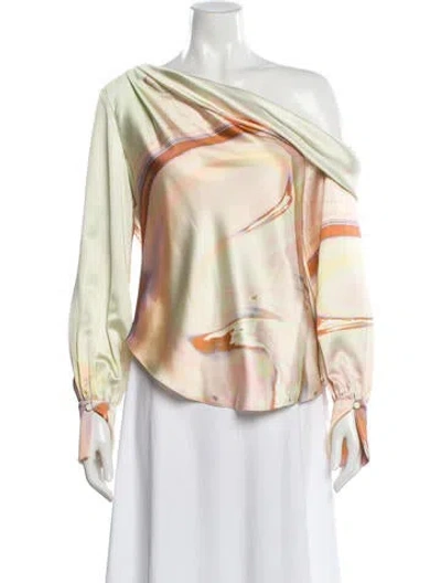 Pre-owned Simkhai Printed Asymmetrical Blouse W/ Tags In Yellow