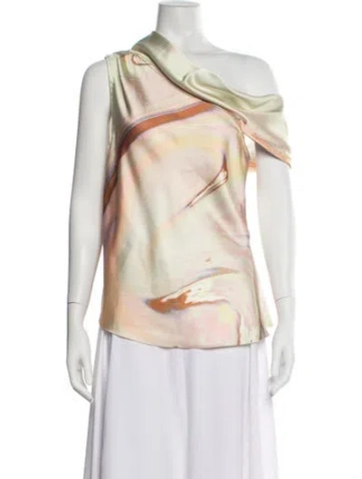 Pre-owned Simkhai Printed Asymmetrical Top In Neutral