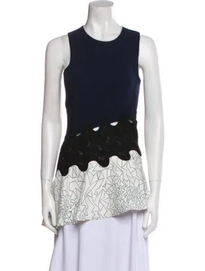 Pre-owned Simkhai Printed Crew Neck Top In Blue