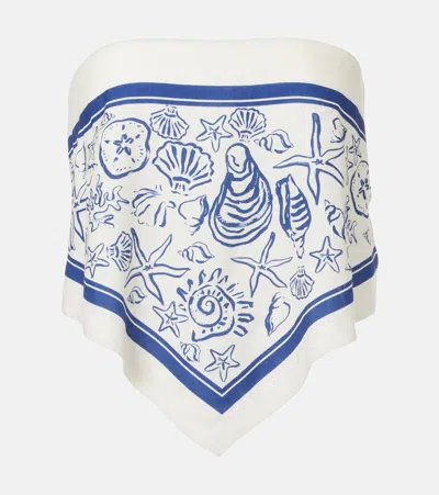 Simkhai Printed Linen-blend Bandeau Top In Multi