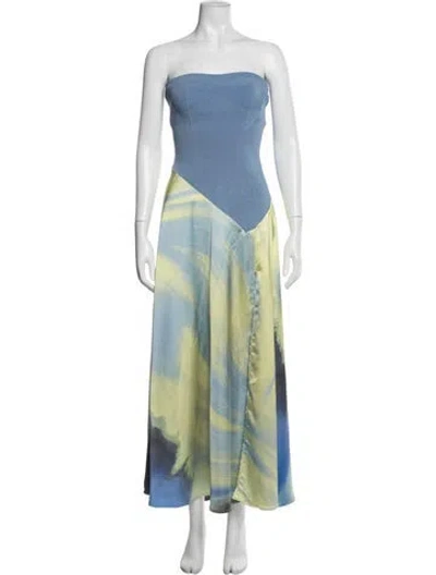 Pre-owned Simkhai Printed Long Dress In Blue