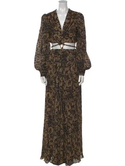 Pre-owned Simkhai Printed Long Dress In Brown