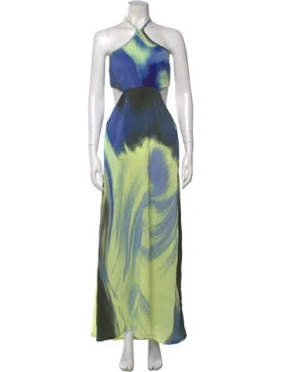 Pre-owned Simkhai Printed Long Dress In Green