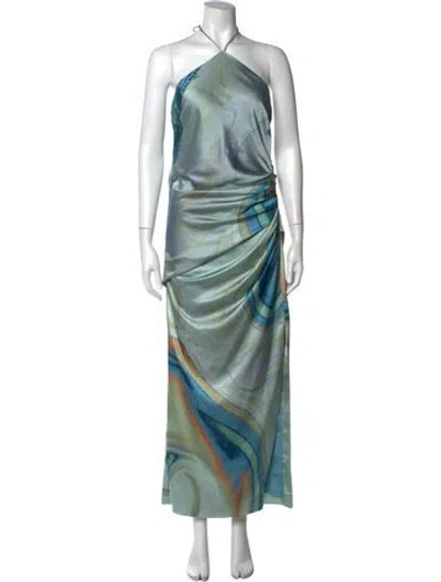 Pre-owned Simkhai Printed Long Dress In Green