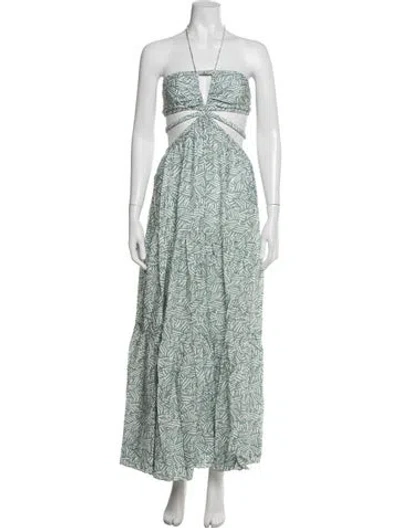 Pre-owned Simkhai Printed Long Dress In Green