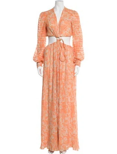 Pre-owned Simkhai Printed Long Dress In Orange