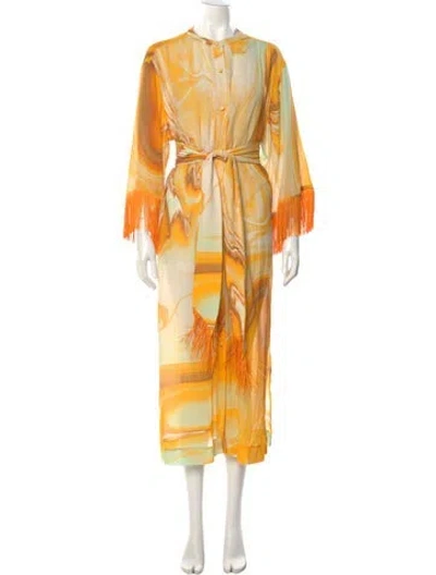 Pre-owned Simkhai Printed Long Dress In Orange
