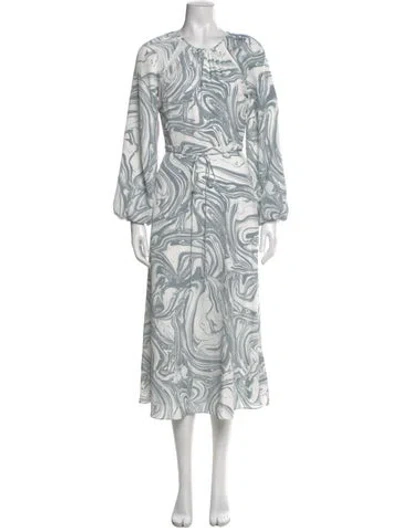 Pre-owned Simkhai Printed Long Dress In White