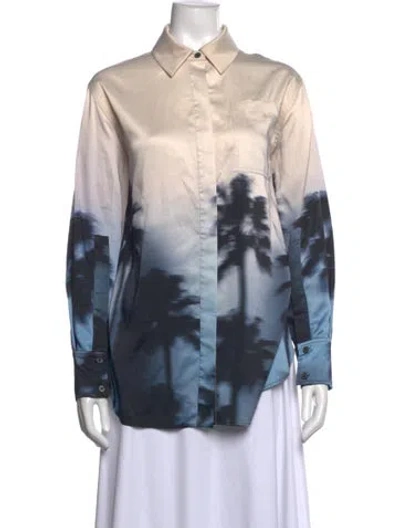 Pre-owned Simkhai Printed Long Sleeve Top In Blue