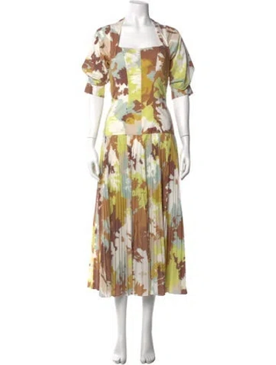 Pre-owned Simkhai Printed Midi Length Dress In Green