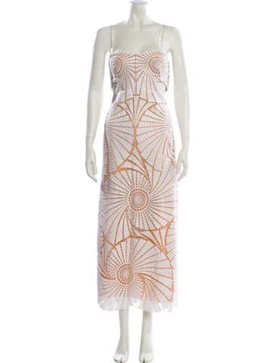 Pre-owned Simkhai Printed Midi Length Dress In White