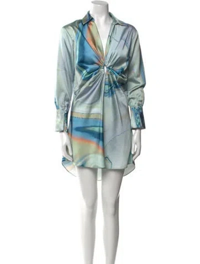 Pre-owned Simkhai Printed Mini Dress In Blue