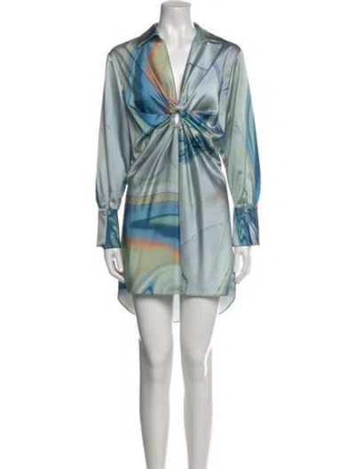 Pre-owned Simkhai Printed Mini Dress In Blue