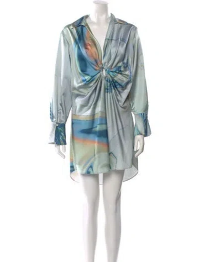 Pre-owned Simkhai Printed Mini Dress In Blue