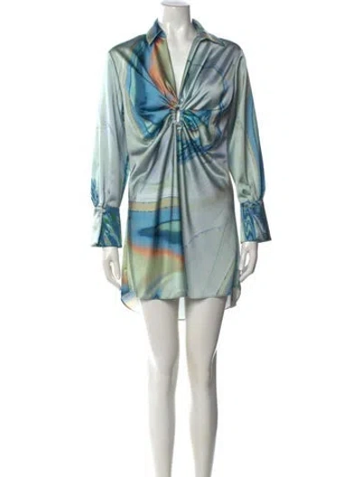 Pre-owned Simkhai Printed Mini Dress W/ Tags In Blue