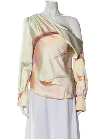 Pre-owned Simkhai Printed Off-the-shoulder Blouse In Green