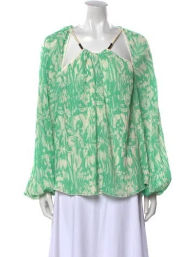 Pre-owned Simkhai Printed Scoop Neck Blouse W/ Tags In Green