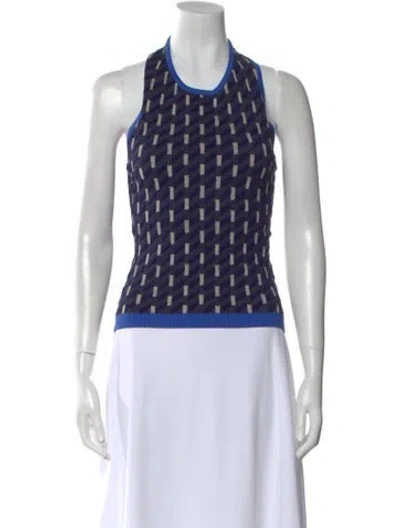 Pre-owned Simkhai Printed Scoop Neck Top In Blue