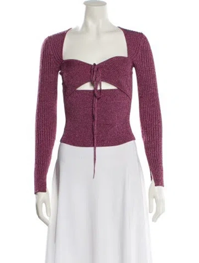 Pre-owned Simkhai Printed Square Neckline Crop Top In Purple