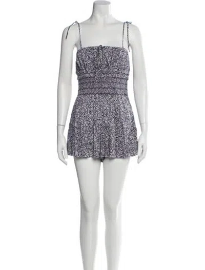 Pre-owned Simkhai Printed Square Neckline Romper W/ Tags In Black