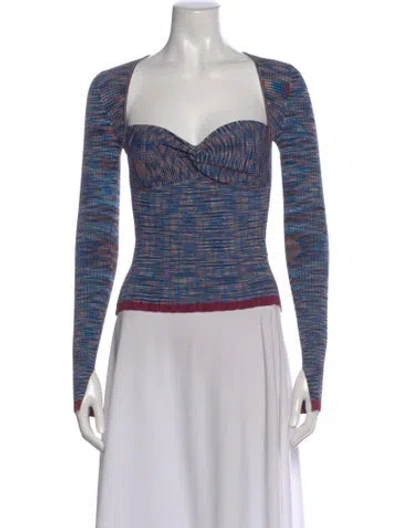 Pre-owned Simkhai Printed Square Neckline Top In Blue