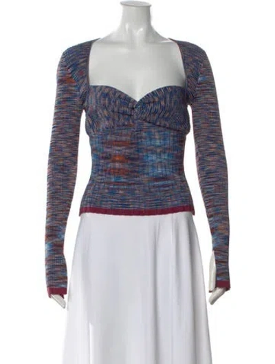 Pre-owned Simkhai Printed Square Neckline Top In Blue