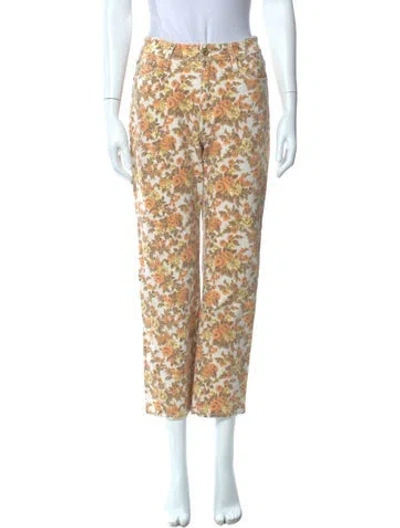 Pre-owned Simkhai Printed Straight Leg Pants In Orange
