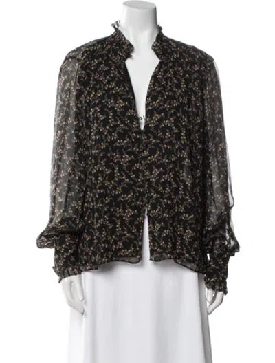 Pre-owned Simkhai Printed V-neck Blouse In Black