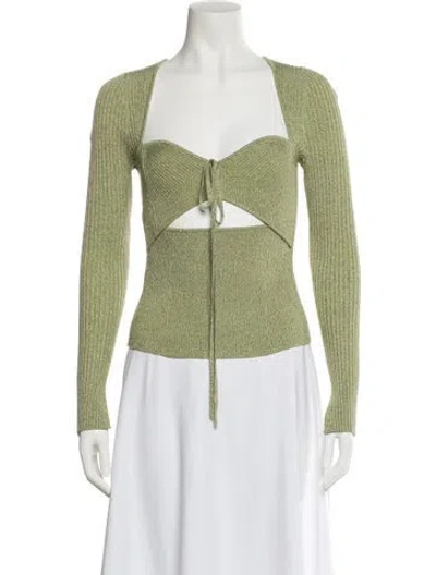 Pre-owned Simkhai Printed V-neck Crop Top In Green