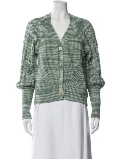 Pre-owned Simkhai Printed V-neck Sweater In Green