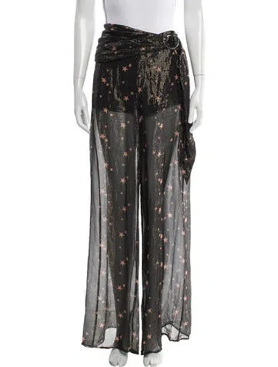 Pre-owned Simkhai Printed Wide Leg Pants In Black