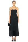 Simkhai Prisca Belted Bustier Tea Length Dress In Black