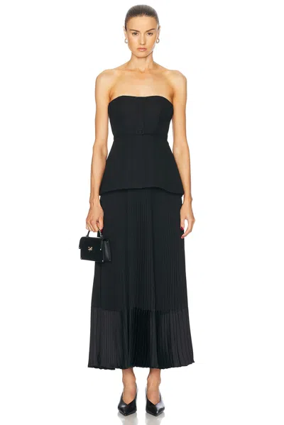Simkhai Prisca Belted Bustier Tea Length Dress In Black