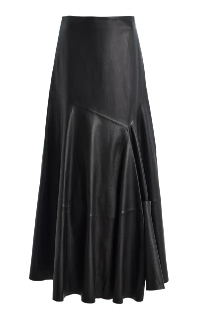 Simkhai Prudence Leather Midi Skirt In Black