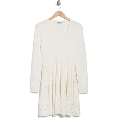Simkhai Prue Embellished Long Sleeve Fit & Flare Dress In Neutral