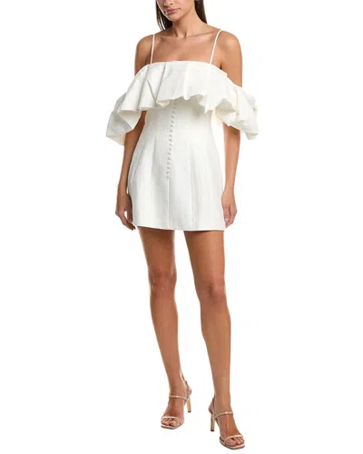 Simkhai Puff Detail Linen-blend Mini Dress In White
