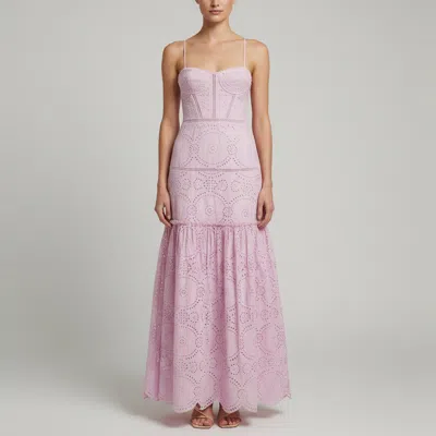 Pre-owned Simkhai Purple Broderie Anglaise Bustier Juliette Maxi Dress Xs