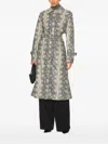 Simkhai Python-print Belted Trench Coat In Gray