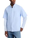 Simkhai Quade Double Sleeve Button Down Shirt In Blue