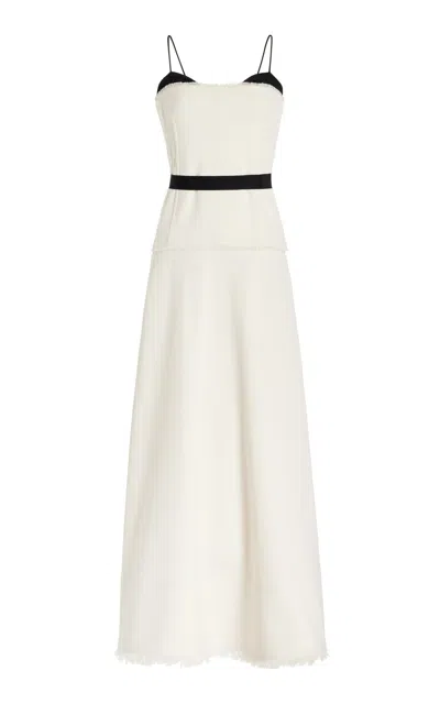Simkhai Quinlin Tweed Corset Midi Dress In Black,white