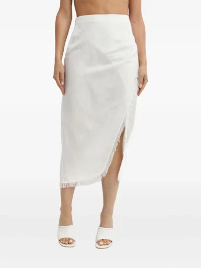 Simkhai Quinton Fringed Midi Skirt In White