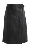 Simkhai Raddix Belted Lambskin Midi Skirt In Black