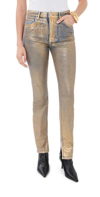 Simkhai Rae Ankle Skinny Jeans Matte Gold