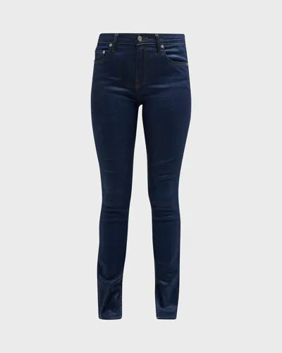 Simkhai Rae High-rise Ankle Skinny Jeans In Coated Indigo