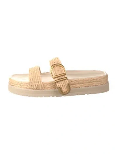 Pre-owned Simkhai Raffia Colorblock Pattern Espadrilles In Neutral