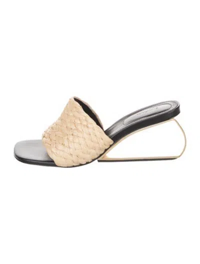 Pre-owned Simkhai Raffia Slides In Neutrals