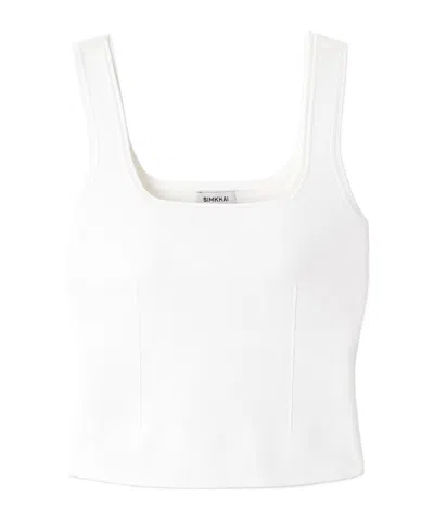 Simkhai Ramaina Square-neck Ribbed Tank Top In White
