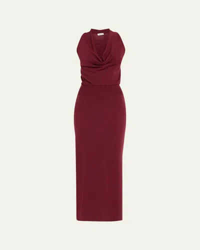 SIMKHAI RAMONA KNIT COWL-NECK MIDI DRESS